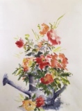 Arrosoir fleuri  58 x 38 - Aquarelles