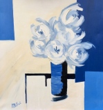 Bouquet bleu  80 x 80 - Huiles